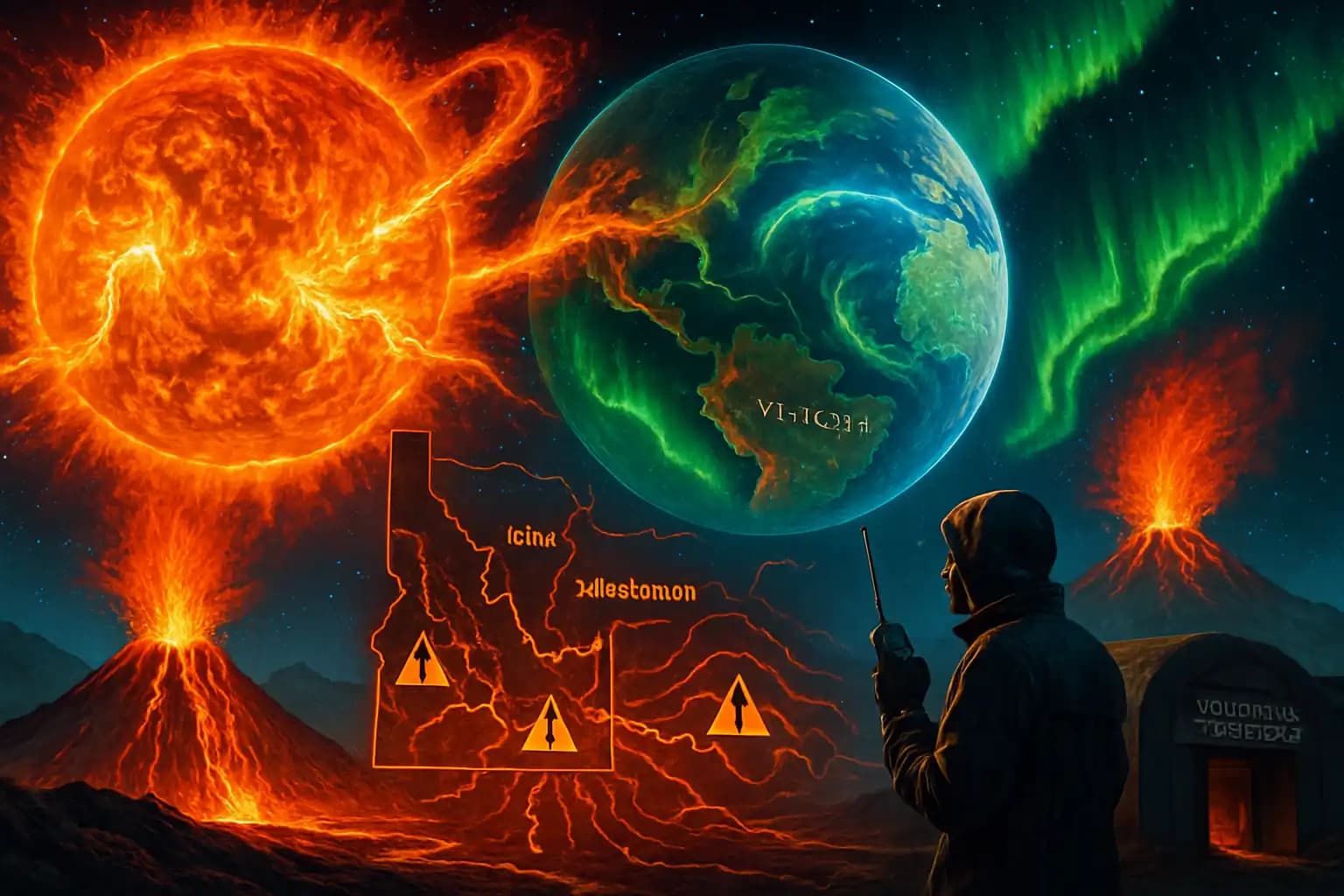 When the Sun Wakes the Earth: Geostorms, Volcanic Eruptions, and the Yellowstone Swarm